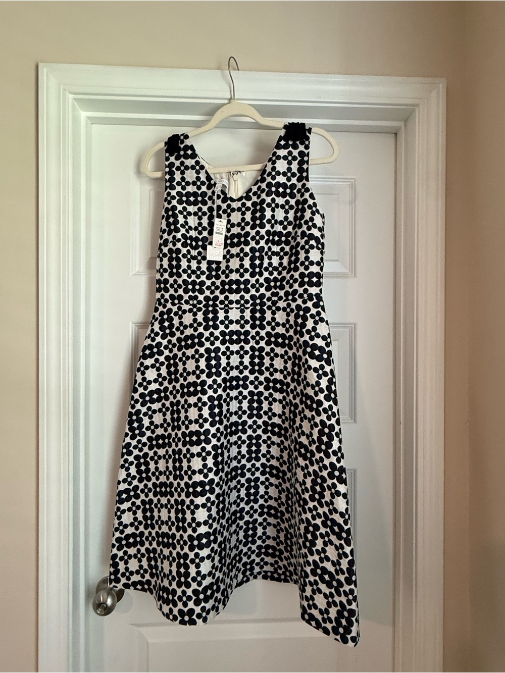 Talbots Navy and White Floral Dot Dress